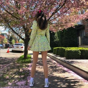 Floral puff shoulder dress by Reclaimed Vintage